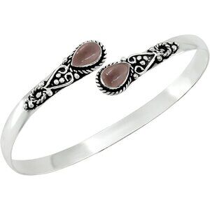 Smoky Pear Shape Natural Gemstones Bangle Handmade Cuff Bracelet